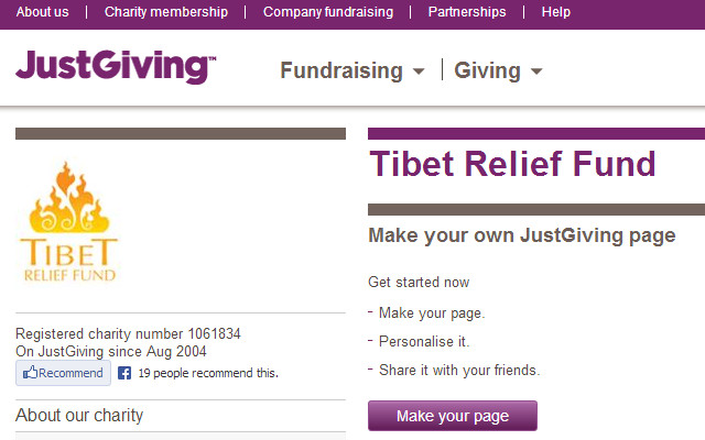 justGiving for Tibet