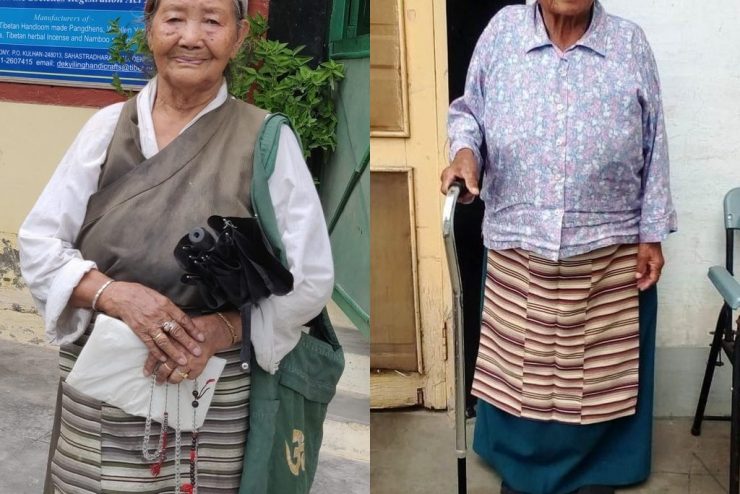 Two retired weavers in Dekyiling receive support